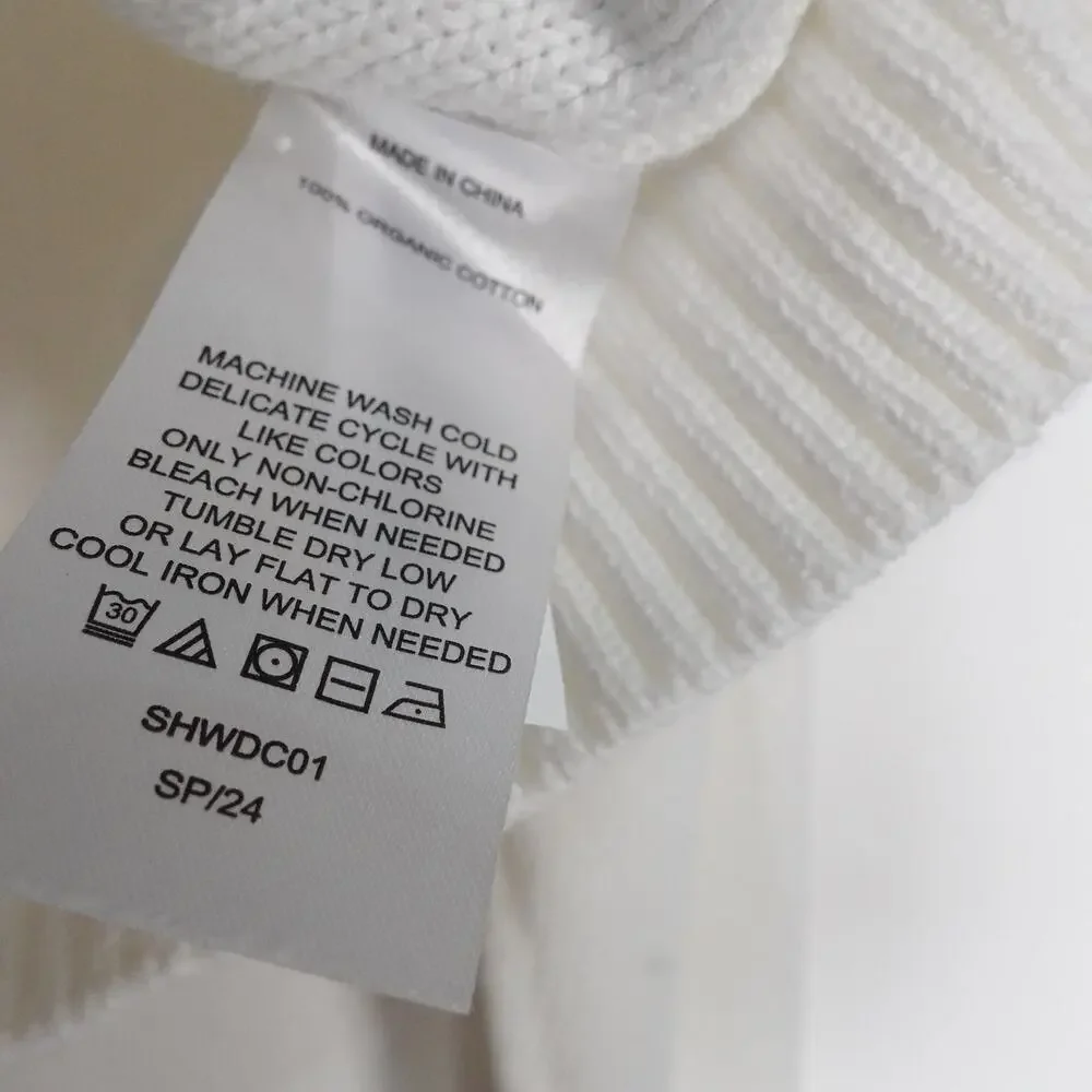EUC Quince Women's XS Organic Cotton Cropped Cardigan Ivory Preppy Retro Boho